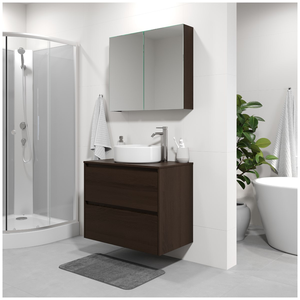 Badrumsmöbel Lysvik Ovanpåliggande Valnöt