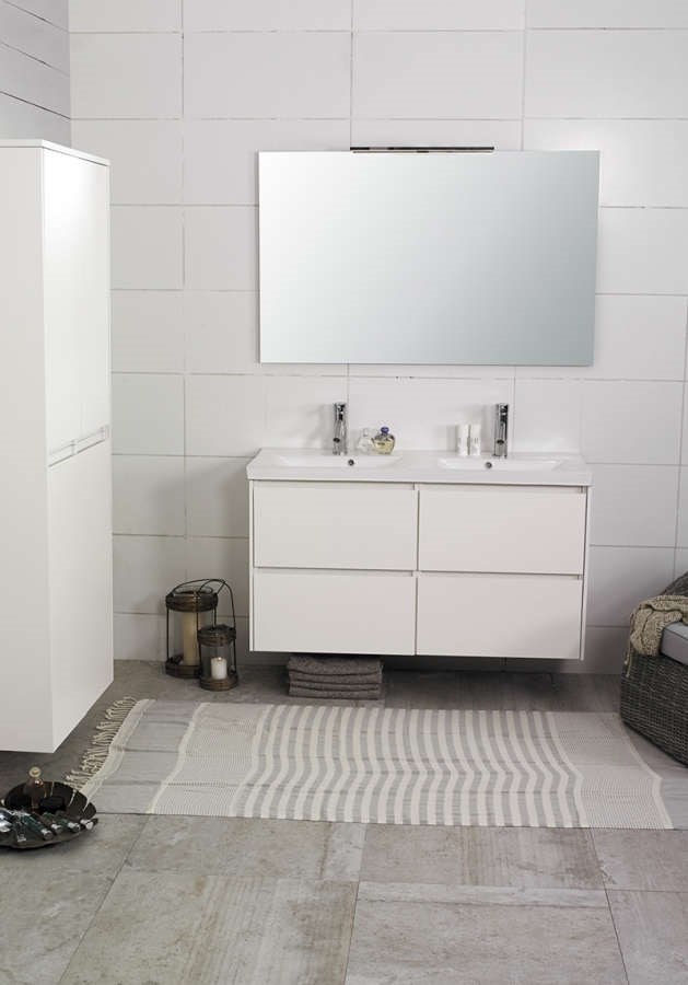 Badrumsmöbel Lifestyle Lc 114 Dubbel Med 4 Lådor Högt Handfat 120cm, Vit