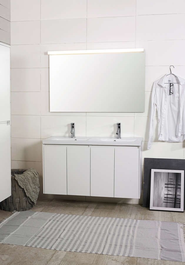 Badrumsmöbel Lifestyle Lc 122 Dubbel Med 4 Dörrar Högt Handfat 120cm, Vit