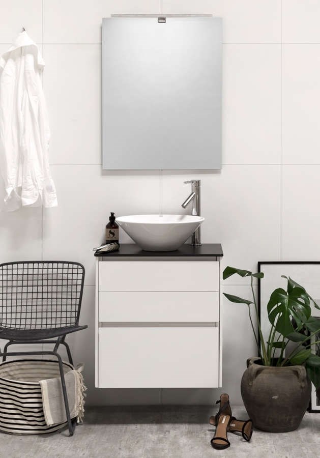 Badrumsmöbel Lifestyle Lc 15 Med 3 Lådor Loop Handfat 60cm, Vit