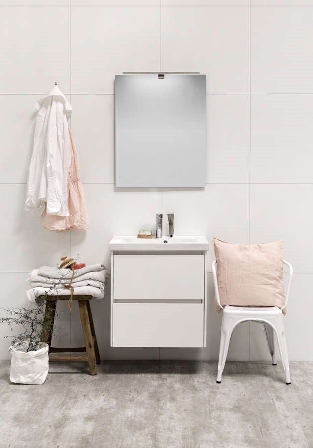 Badrumsmöbel Lifestyle Lc 10 Med 2 Lådor Högt Handfat 60cm, Vit