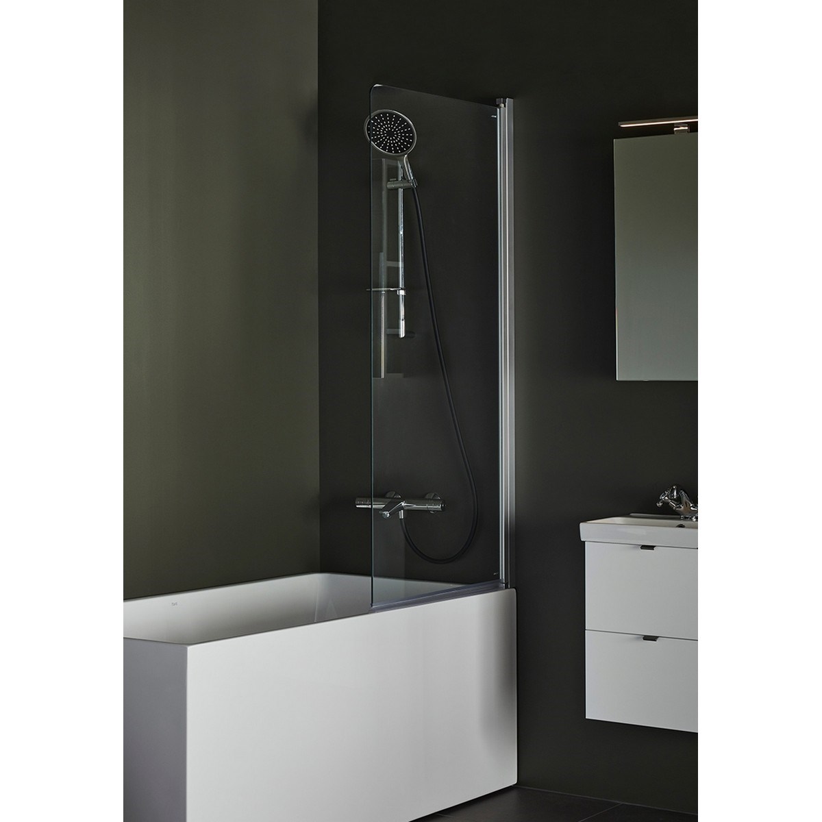 Badkarsvägg Igloo Pro Aluminium, 75x150cm, Klarglas