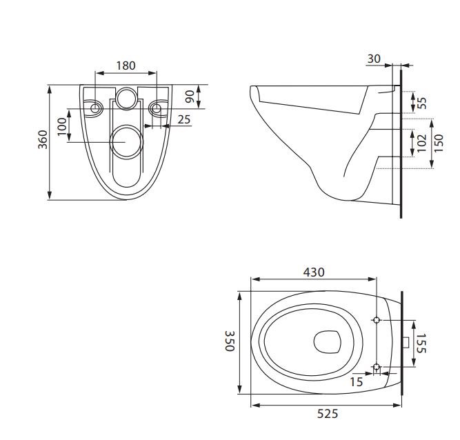 Vägghängd Toalettstol Wall