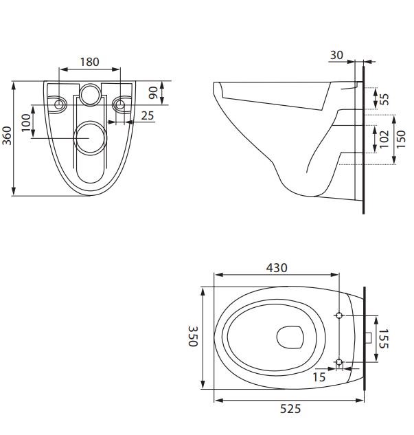Vägghängd Toalettstol Wall Komplett Vit