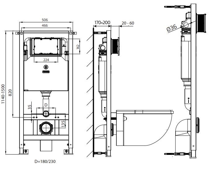 Vägghängd Toalettstol Wall Komplett Vit