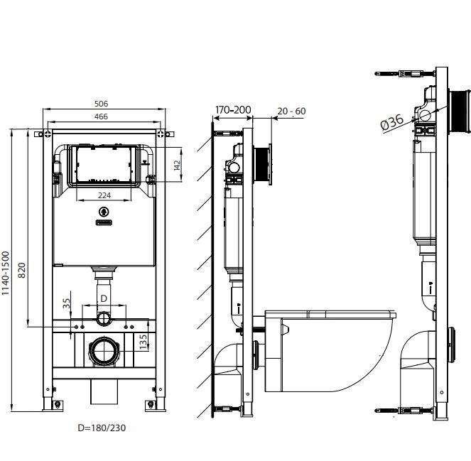 Vägghängd Toalettstol Wall Komplett Krom