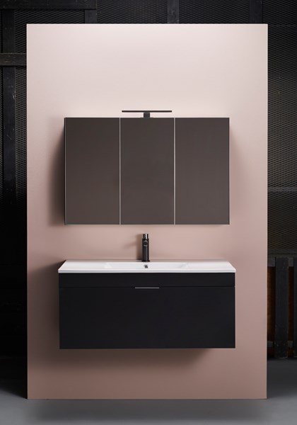 Badrumsmöbelpaket Go Med Spegelskåp 100cm, Svart