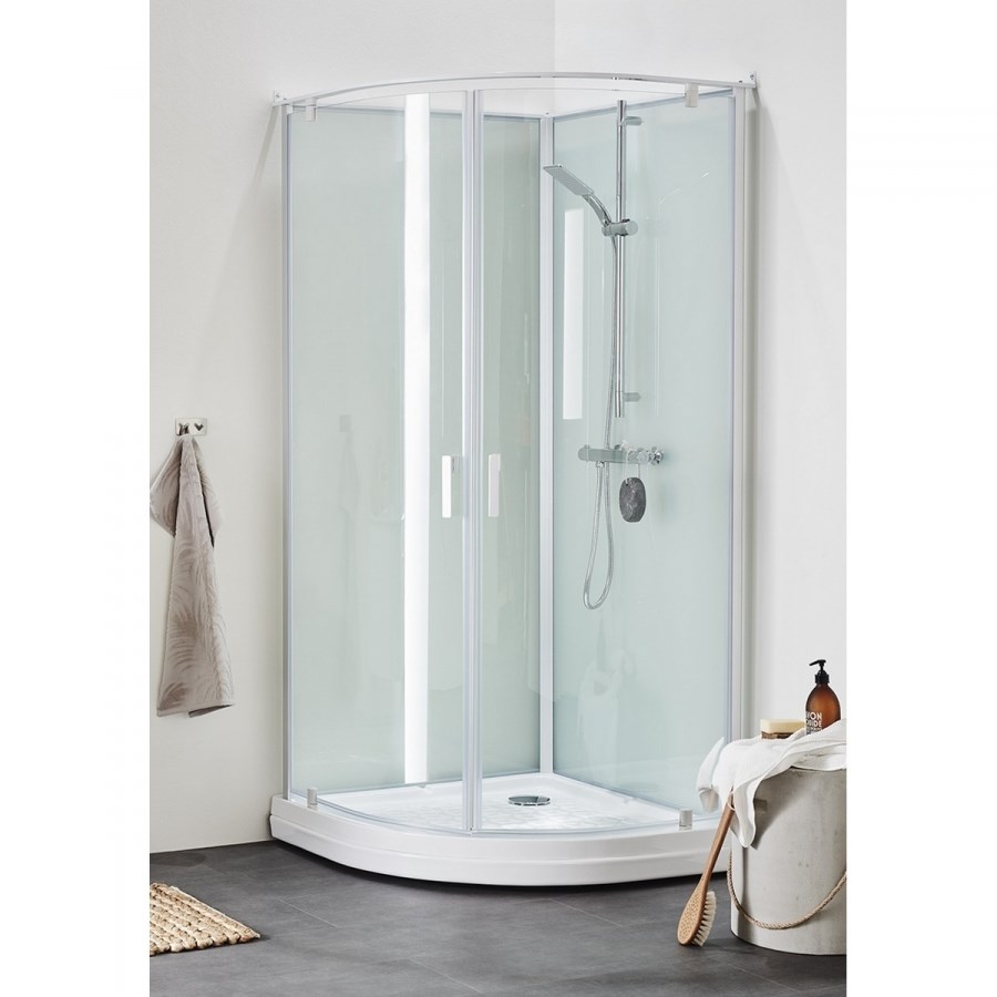 Duschkabin Breeze Round Silver, 90x90x198cm, Klarglas