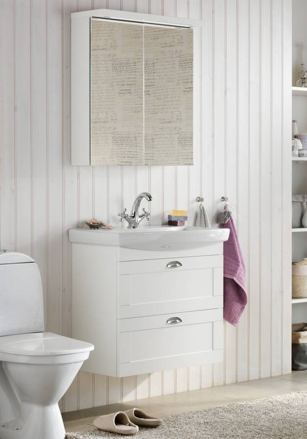 Badrumsmöbel Life Lines Med Spegelskåp 70cm, Vit