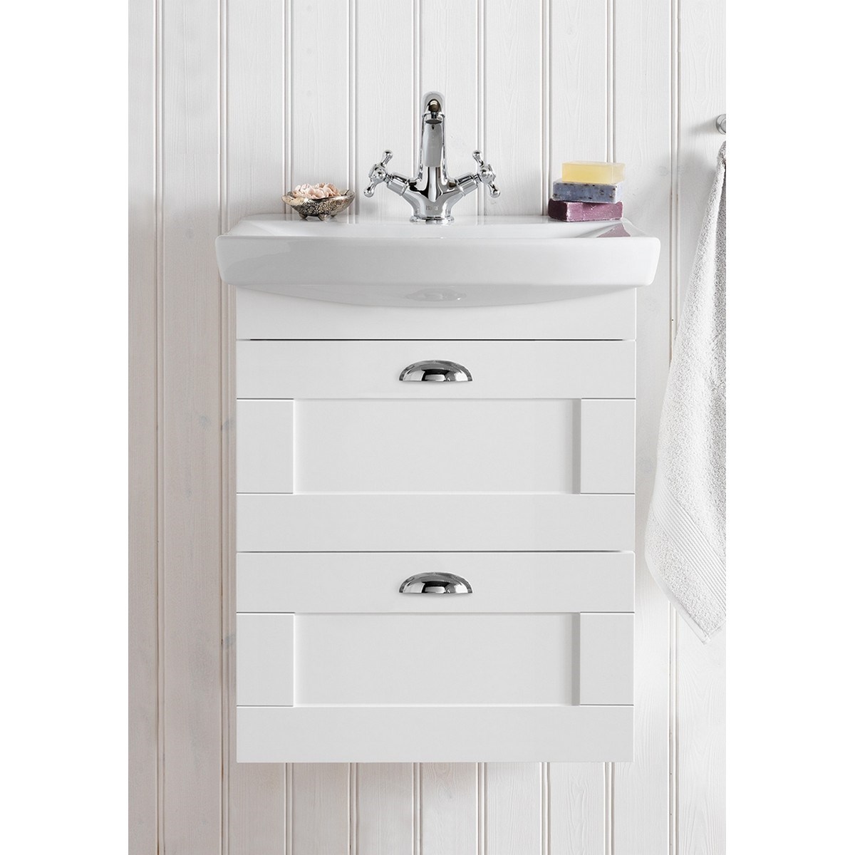 Badrumsmöbel Life Med Lådor 50cm, Matt, Vit, Frame