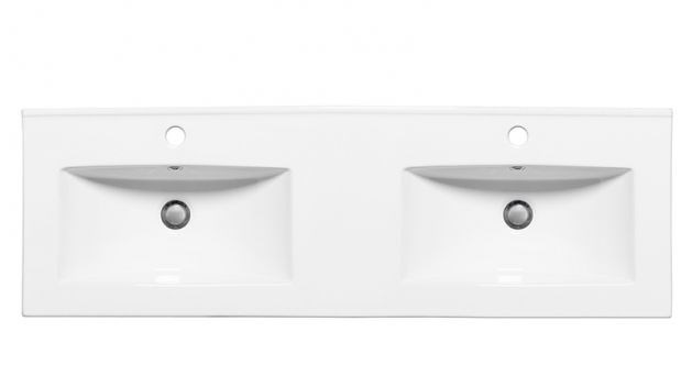 Handfat Rektangulär Ho Dubbel 120x45cm, Blank, Vit