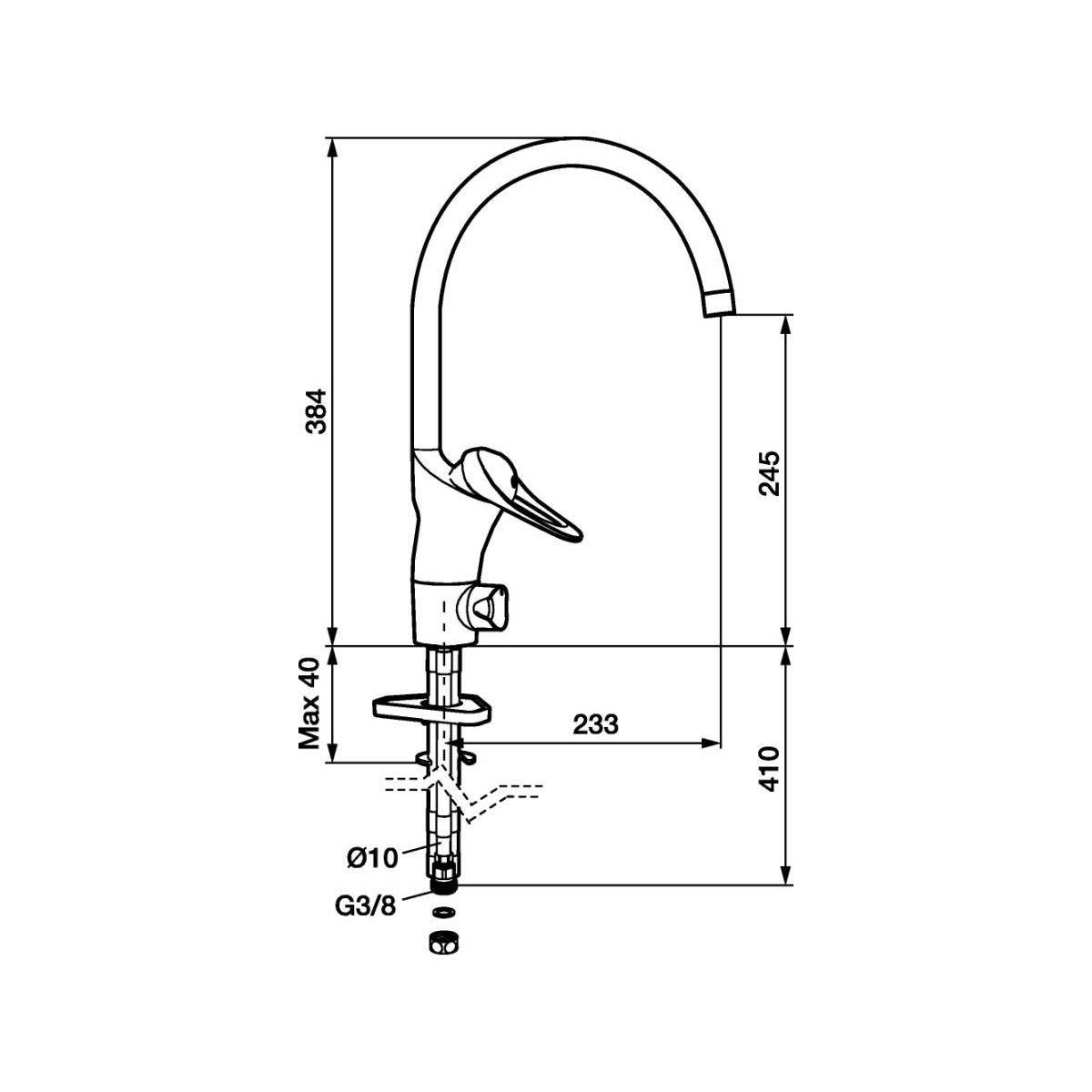 Köksblandare 9000e Ii Med Diskmaskinsavstängning Slät Ände Krom