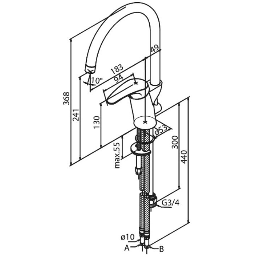 Köksblandare Space Hög Pip Utan Diskmaskinsavstäning Krom