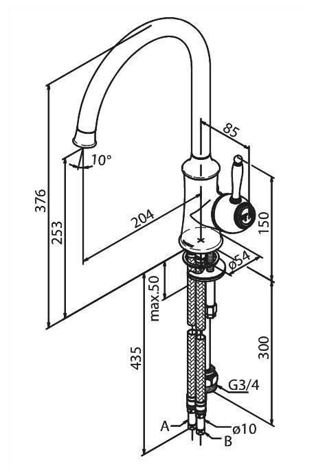 Köksblandare Tradition Hög Pip Med Diskmaskinsavstäning Krom