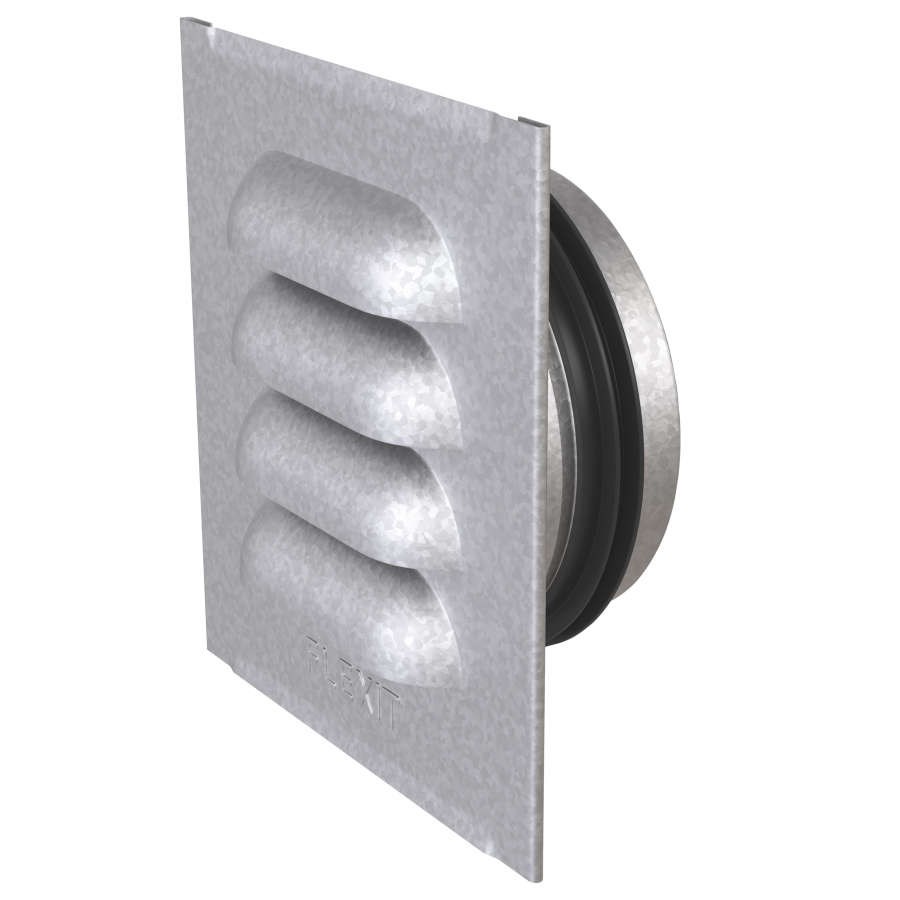 Ventilationsgaller Med Nippel 4x4" Stål, 100mm