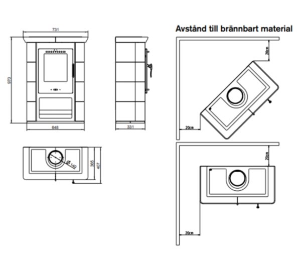 Braskamin Borgholm Vit, 7000 W