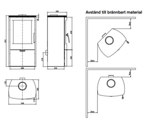 Braskamin Falun Grå, 8000 W