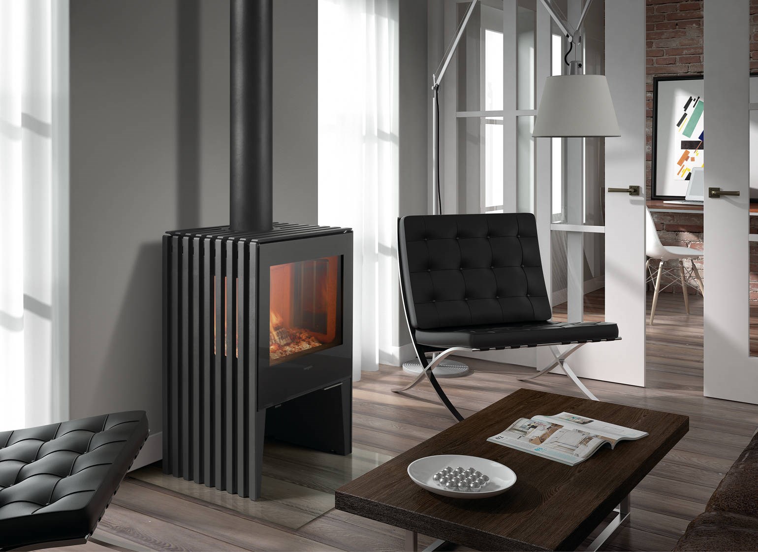 Braskamin Glance Toppanslutning 7000 W