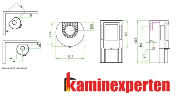 Braskamin On Top Svart, 9000 W
