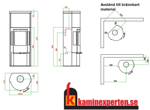 Braskamin Well Done Favorite Grå, 8000 W