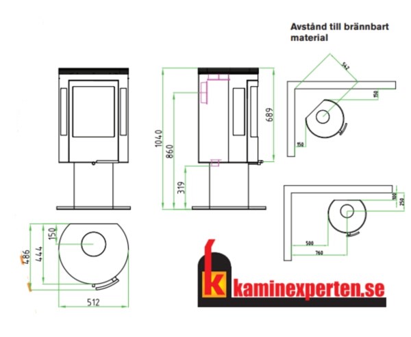 Braskamin Well Done Svart, 8000 W