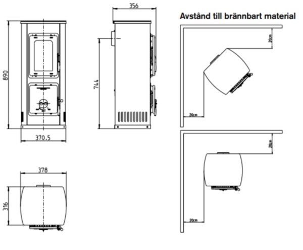 Gjutjärnskamin Milano Visingsö (milano Ii) Svart, 5000 W