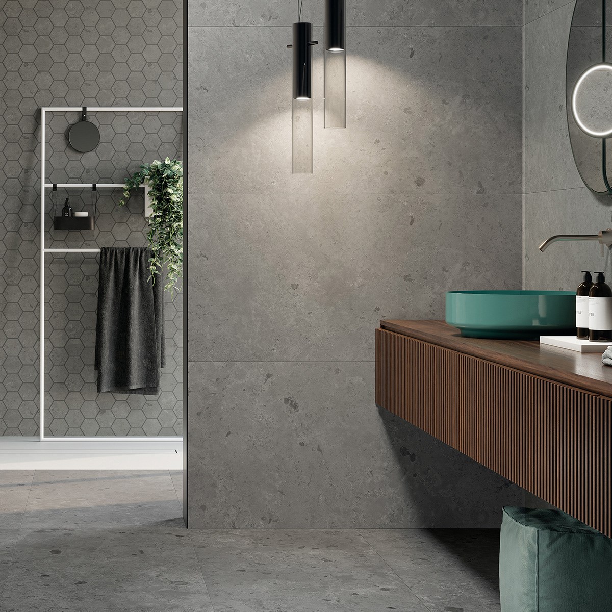 Klinker Granitkeramik Kalksten Dark Rett 60x60cm, Matt