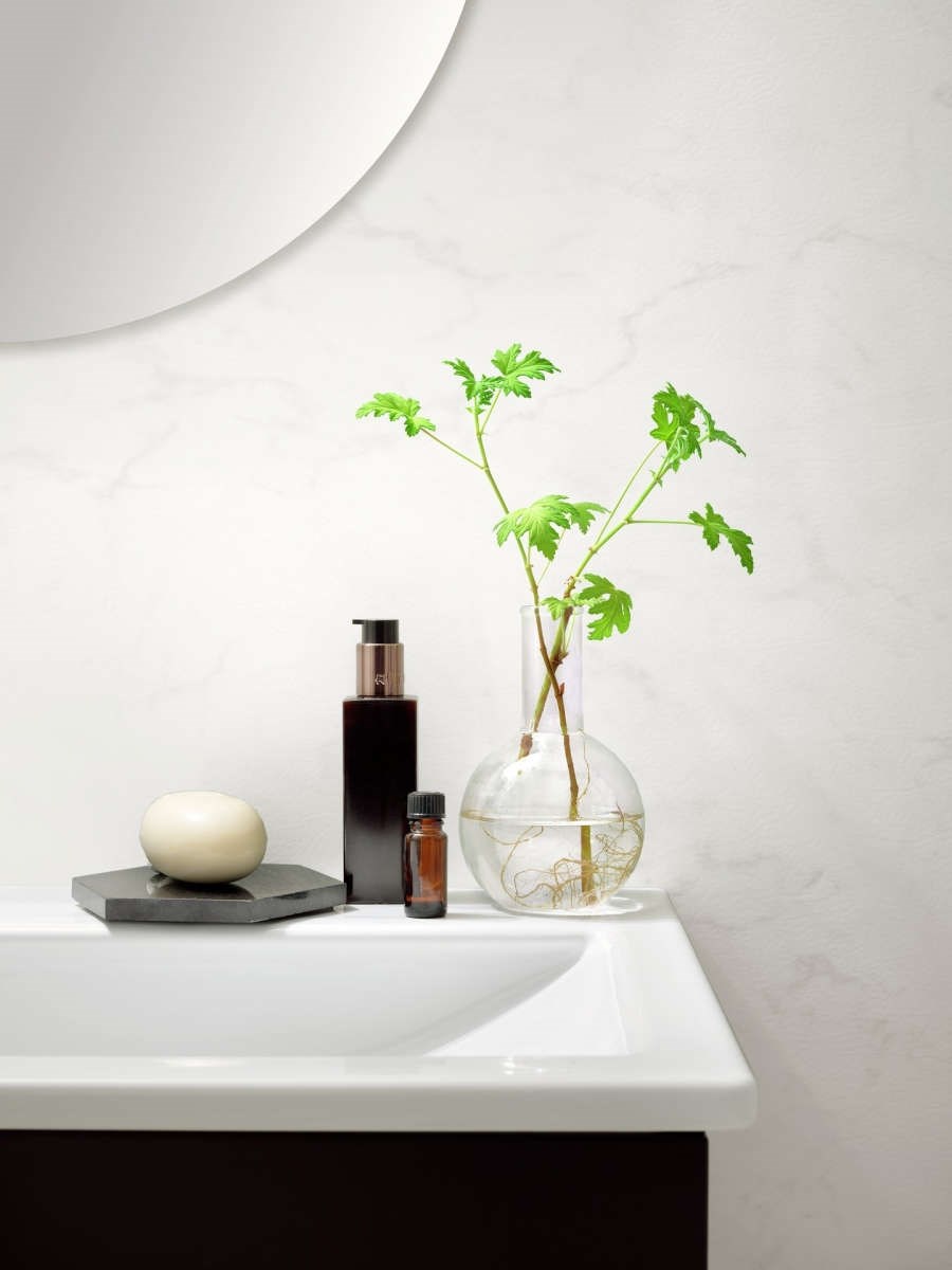 Våtrumsgolv Aquarelle Marble Carrare White 200cm, Grå