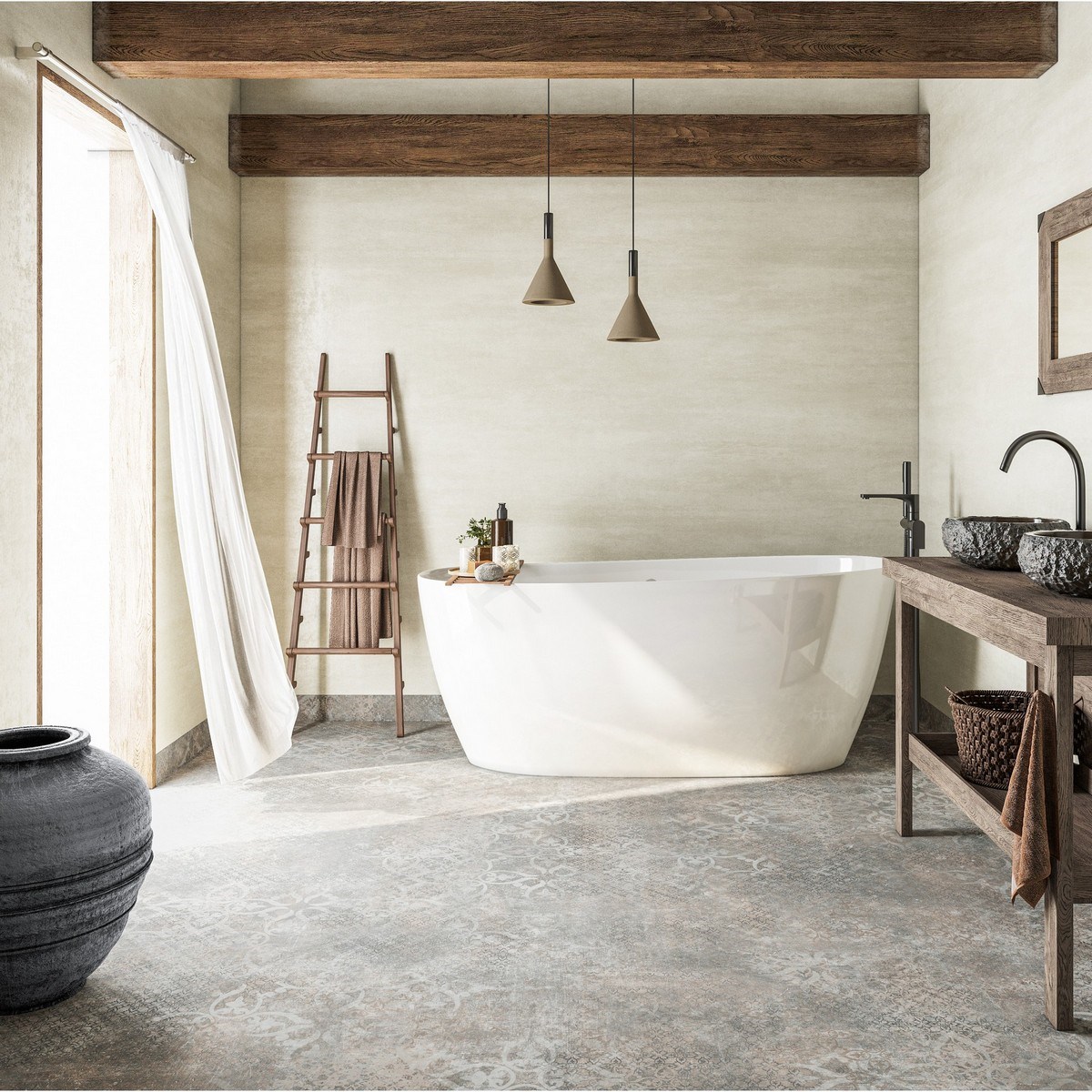 Våtrumsvägg Aquarelle Rustic Velvet Linen 200cm, Grå