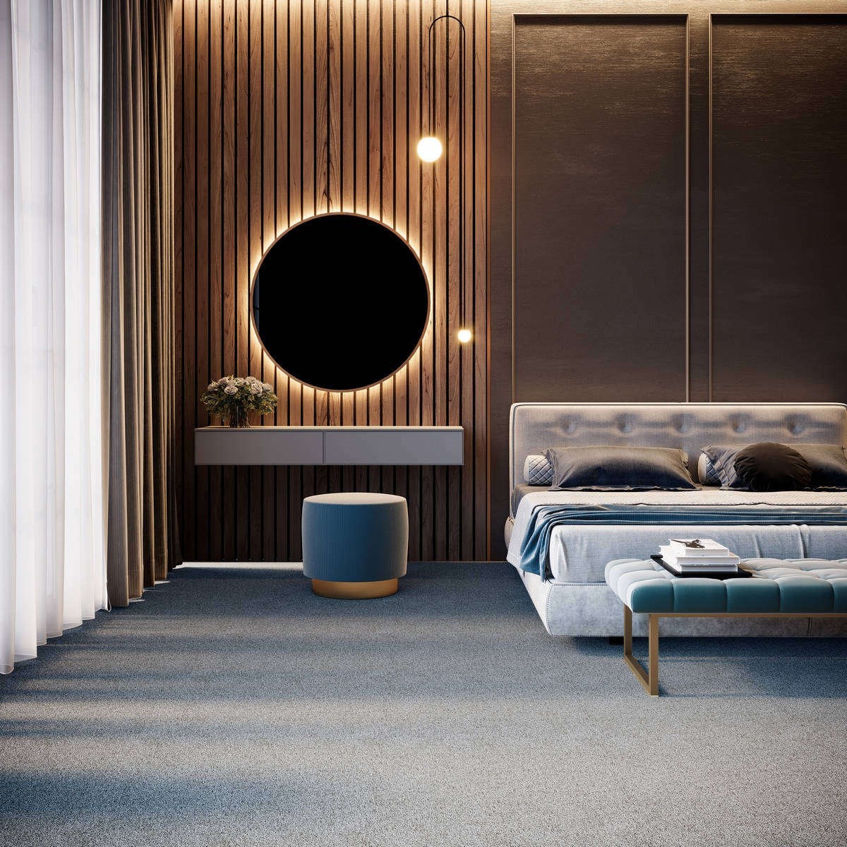 Heltäckningsmatta City Life Energia 74 400cm, Blå