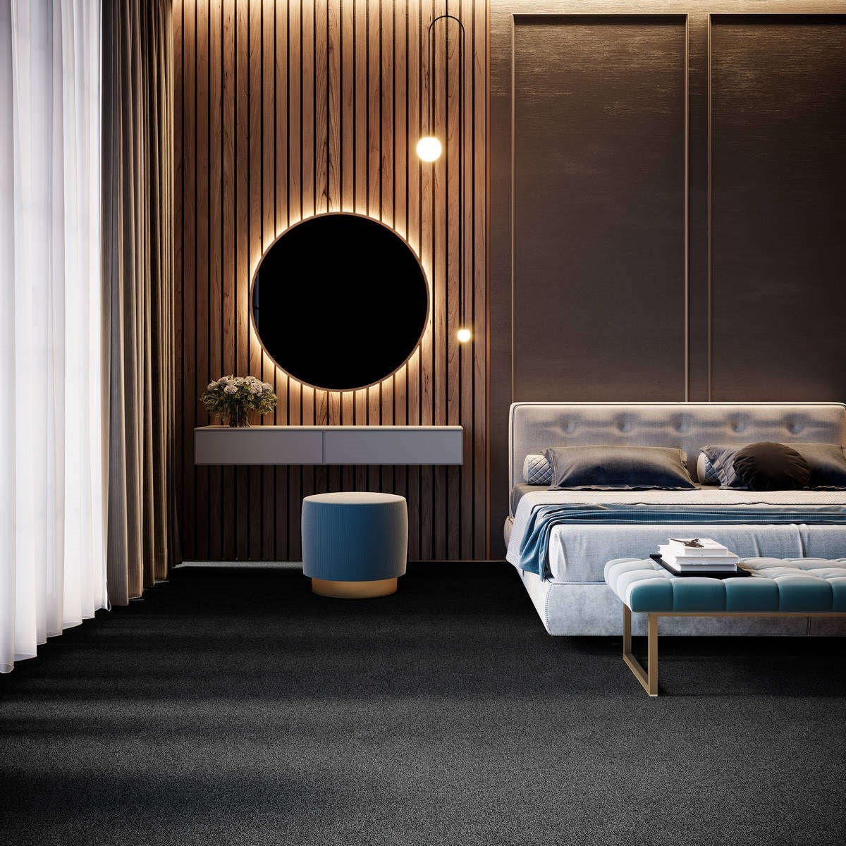 Heltäckningsmatta City Life Energia 99 400cm, Svart