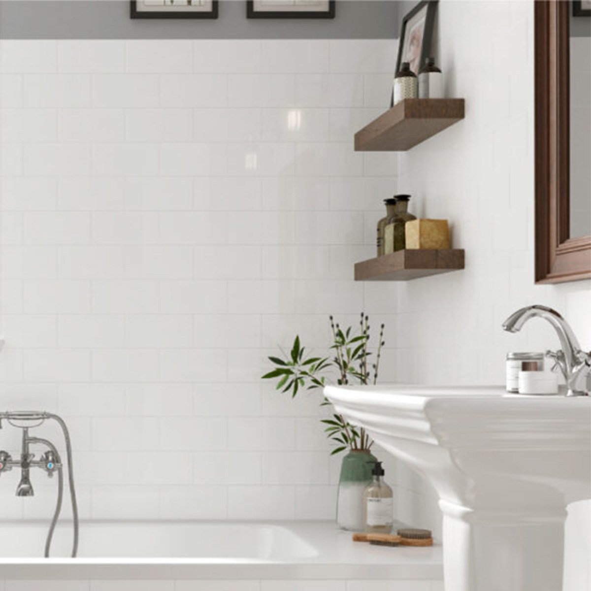 Kakel Blanco Liso Brillo Vit, 10x20cm