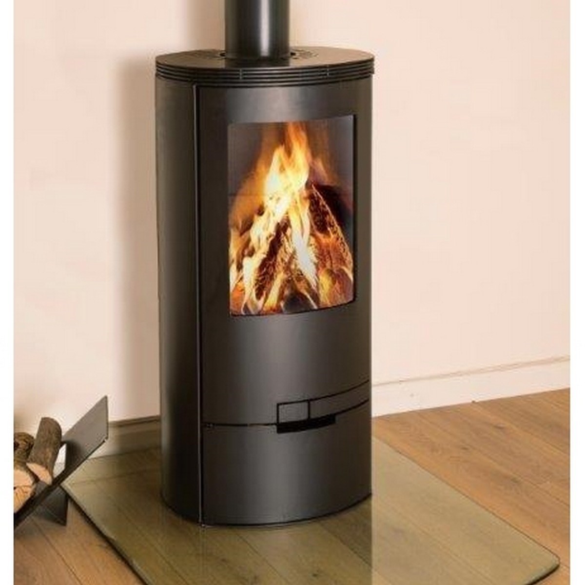 Braskamin Ellips Utan Sidoglas Svart, 1-8kw W