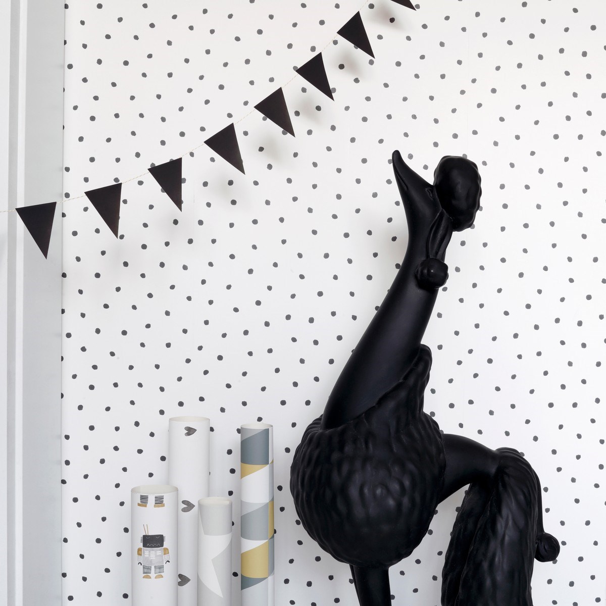 Tapet Little Bandits, Black & White With A Splash Of Gold 138934