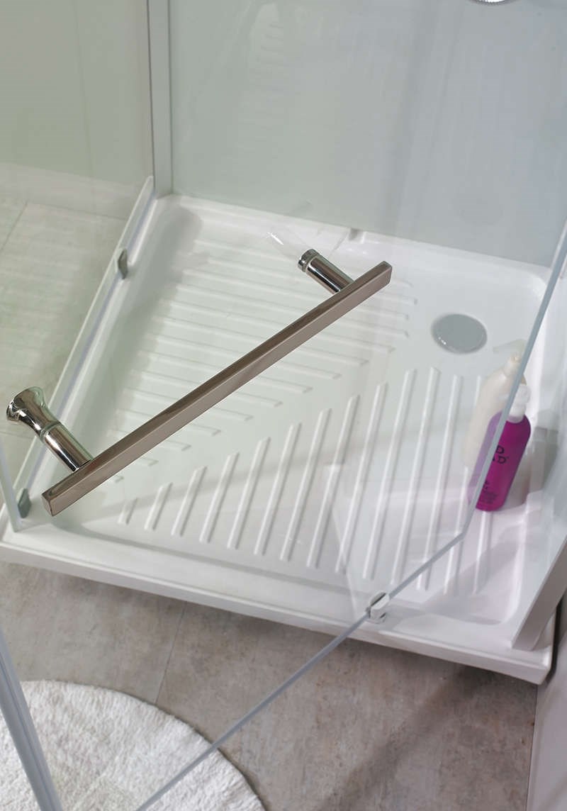 Duschkabin Ocean 90c Rak, 90x90x204cm, Klarglas, Vit Bakvägg