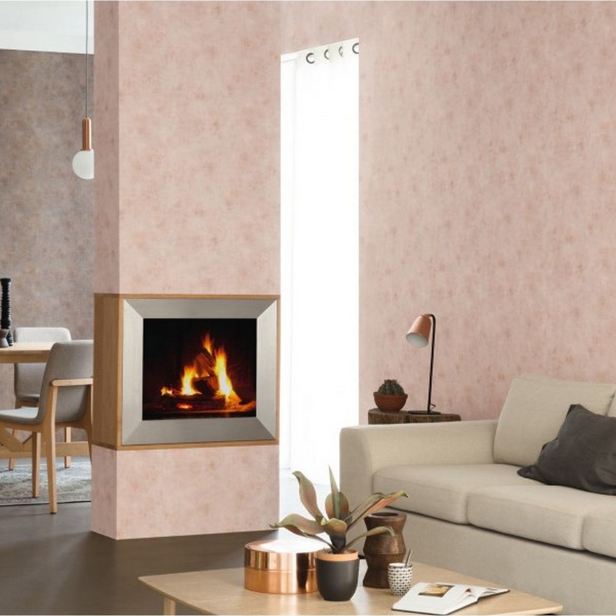 Tapet Telas 2 Uni Taupe Cuivre Tel69871577