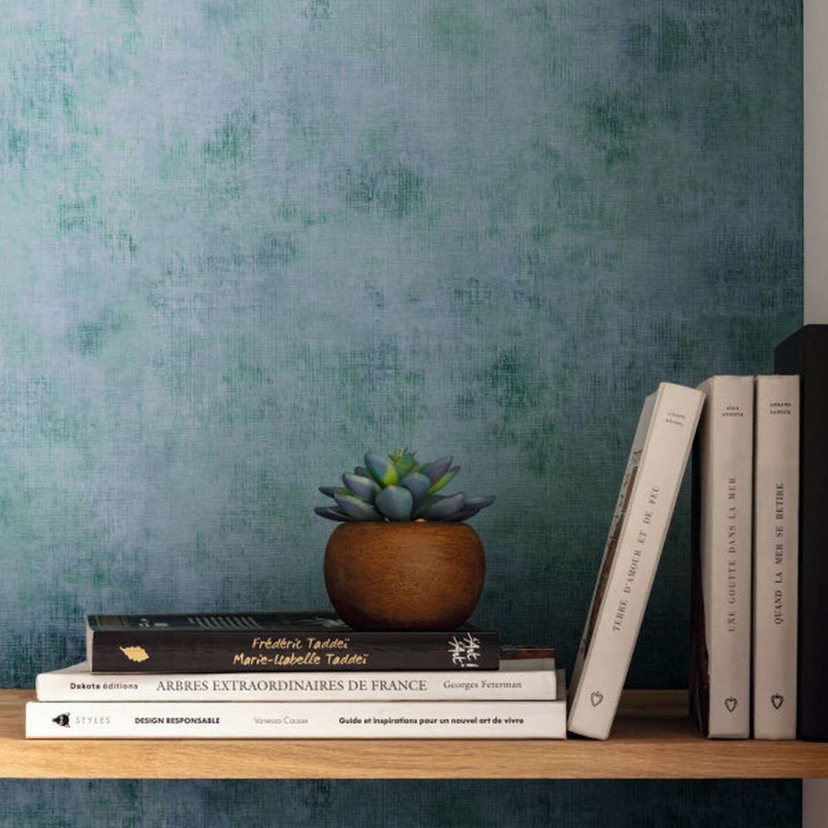 Tapet Telas 2 Uni Vert Bleu Tel102067556