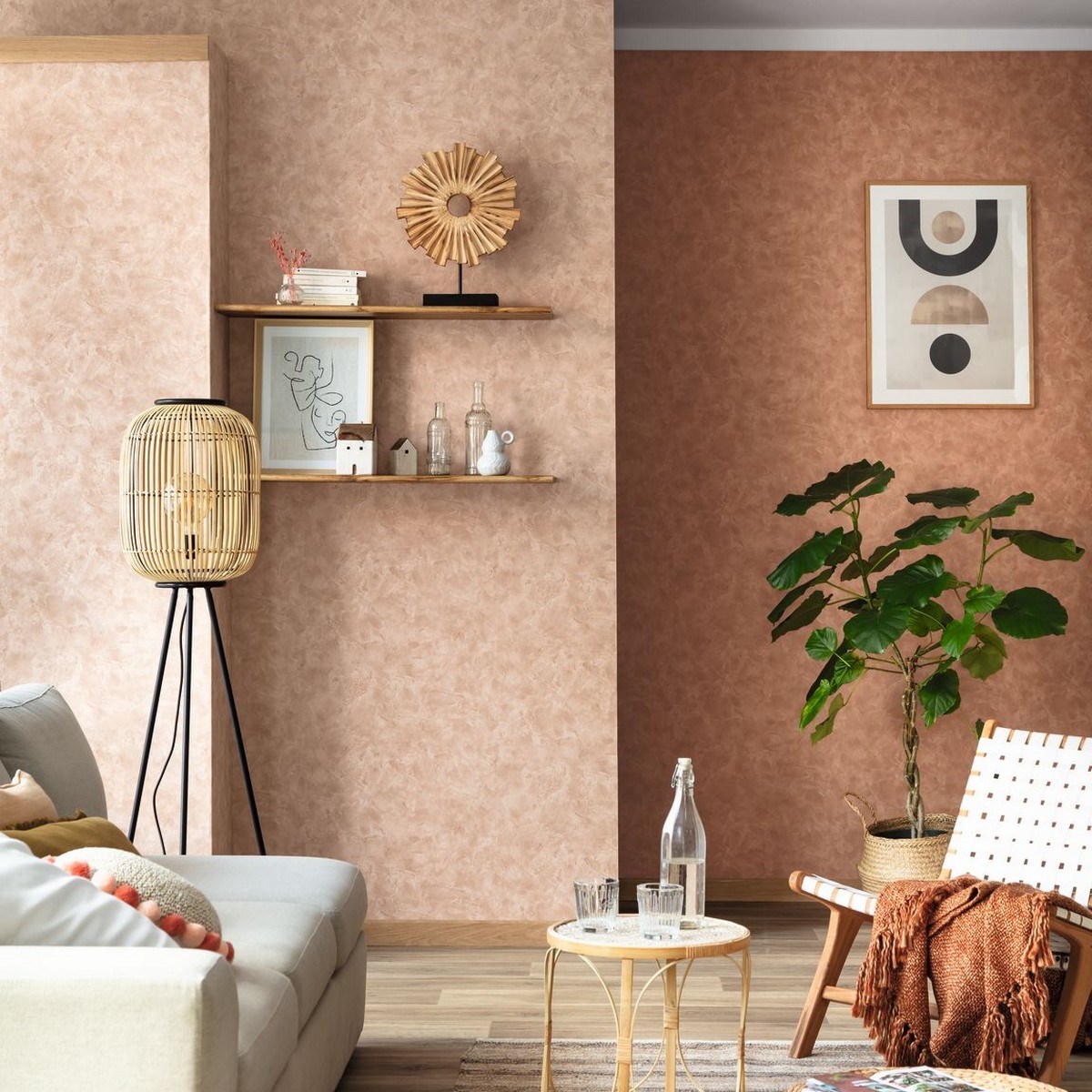 Tapet Patine 2 Uni Metallise / Nacre Caramel Cuivre Pae103682485