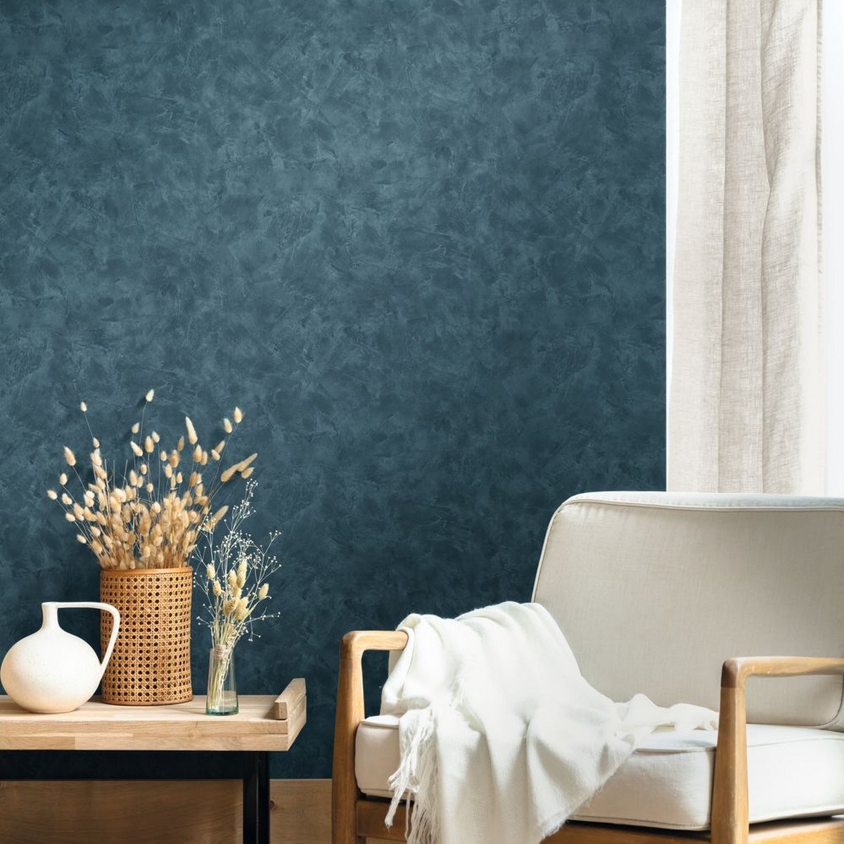 Tapet Patine 2 Uni Bleu Mineral Fonce Pae100226941