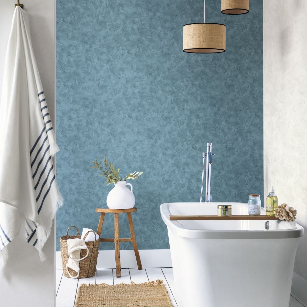 Tapet Patine 2 Uni Bleu Mineral Moyen Pae100226755