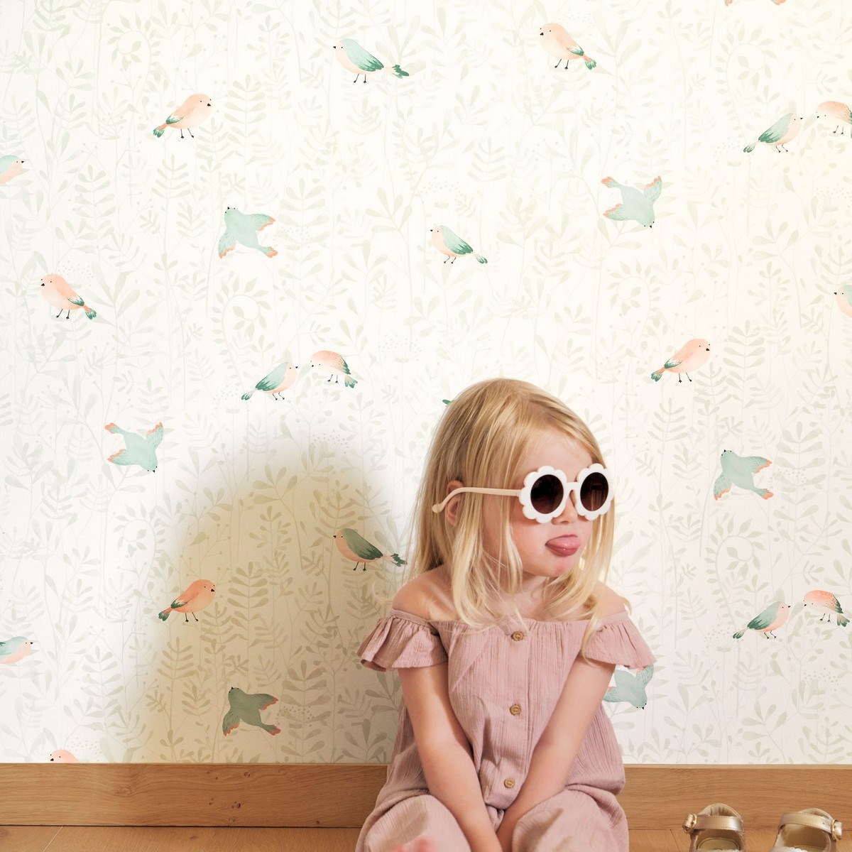 Tapet Once Upon A Time Flying Bird Vert Amande Ouat88317088