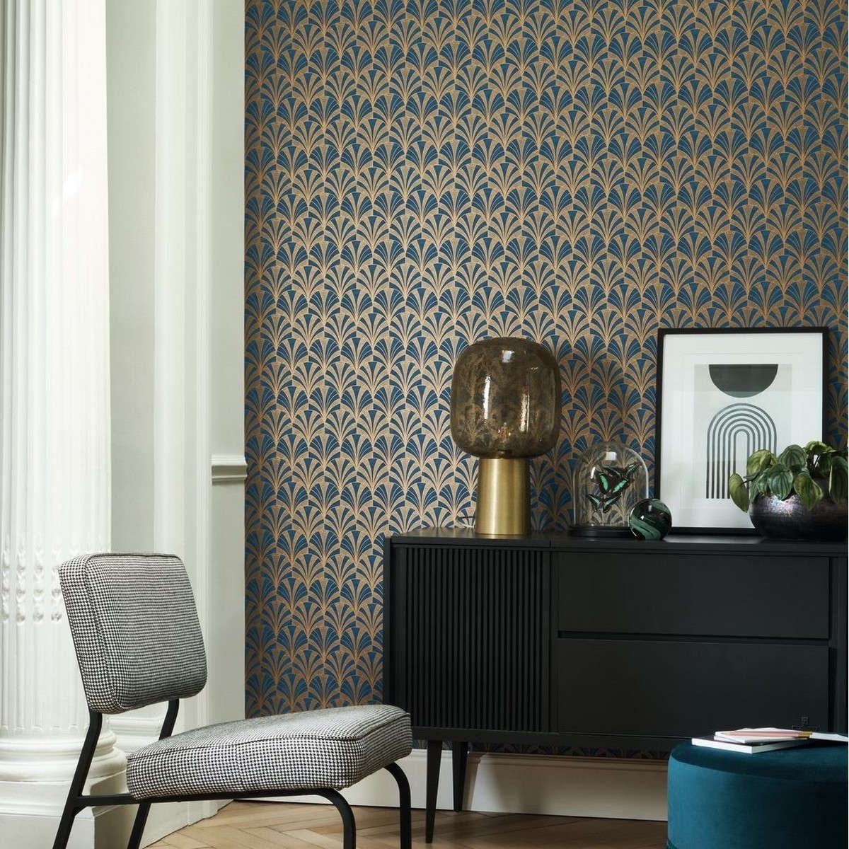 Tapet 1930 Palmette Bleu Mnct85736313