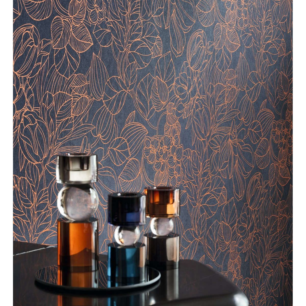 Tapet 1930 Gravure Bleu / Cuivre Mnct85726526