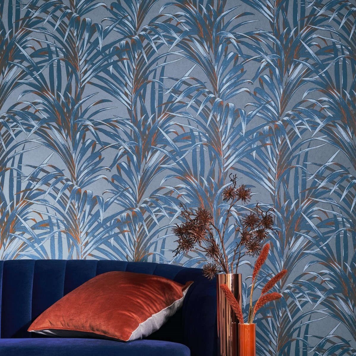 Tapet 1930 Fougeres Bleu Cuivre Mnct28926404