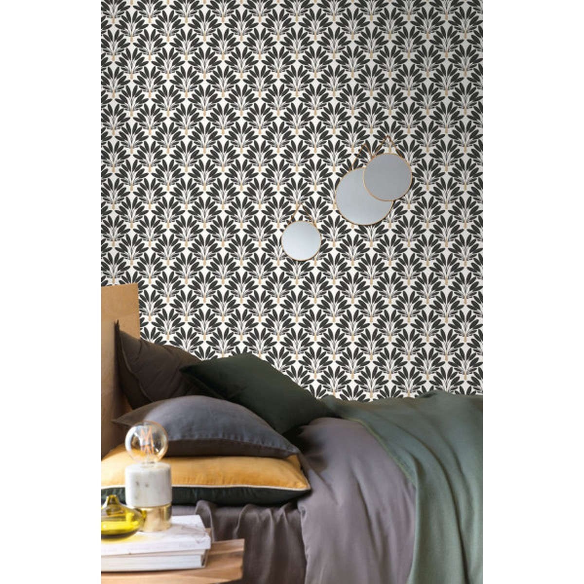 Tapet Moonlight  Traveller Tree Noir Blanc OR Mlg101269026