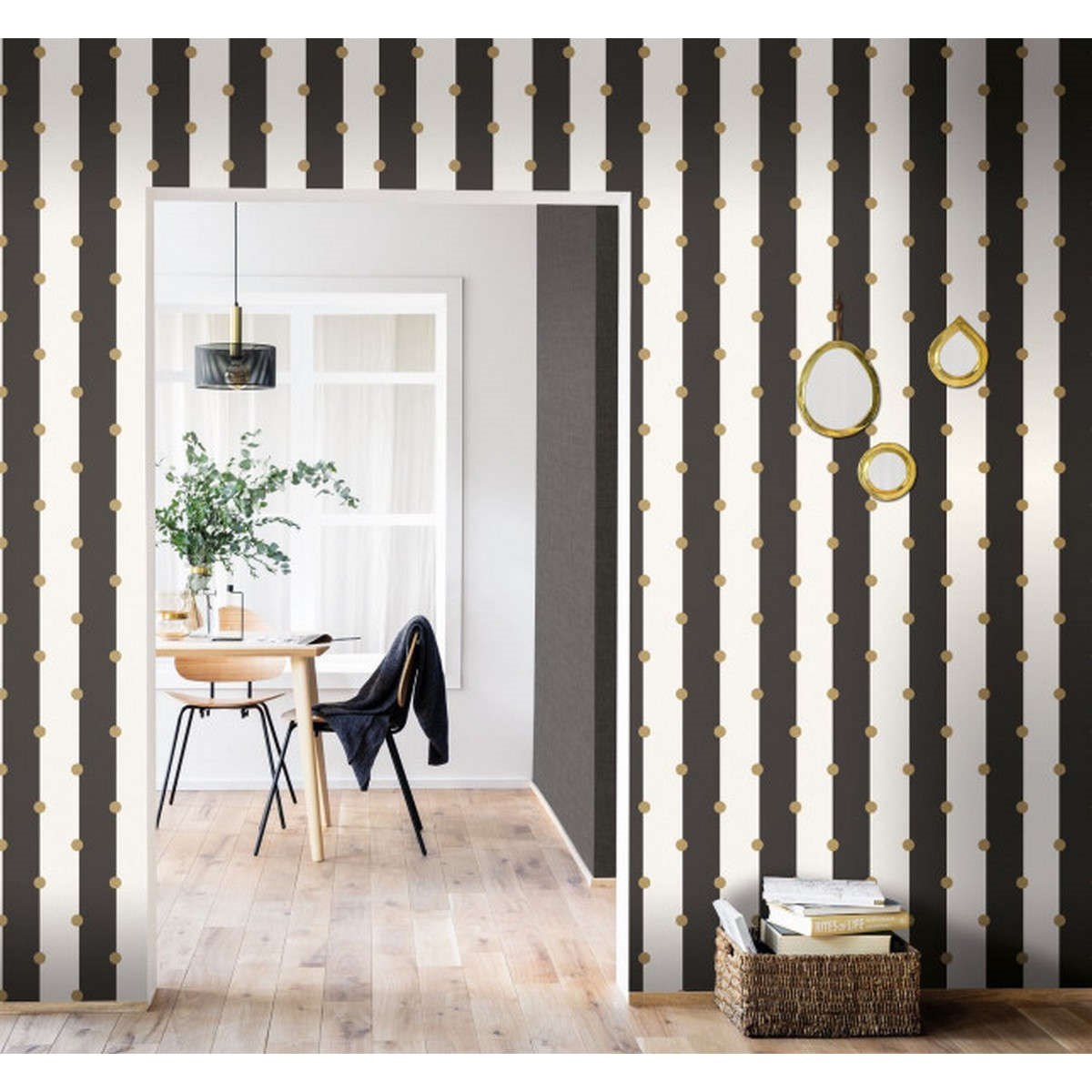 Tapet Moonlight  Day Night And Dots Jaune Mlg101229023