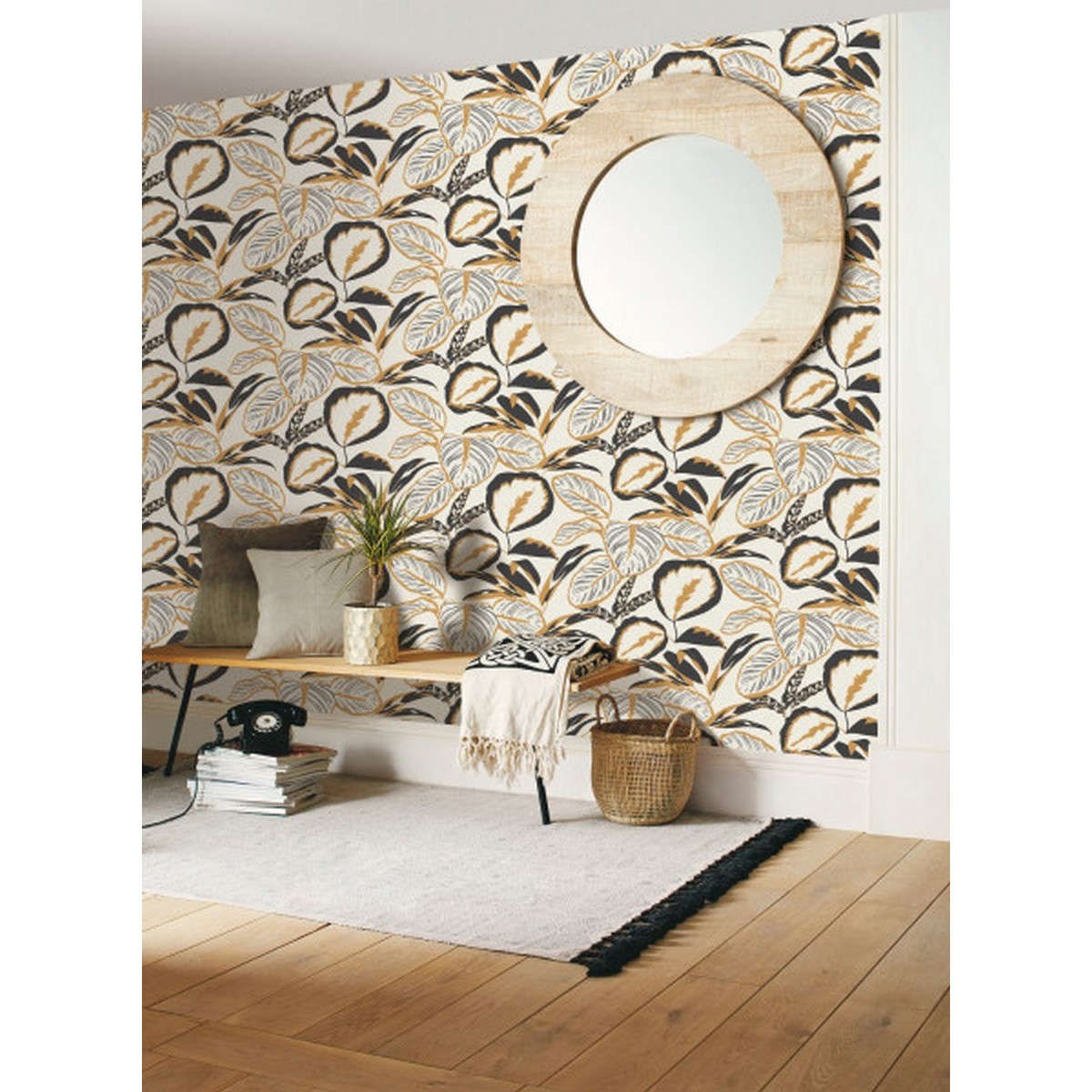 Tapet Moonlight  Exotic Leaves OR Noir Mlg101082093