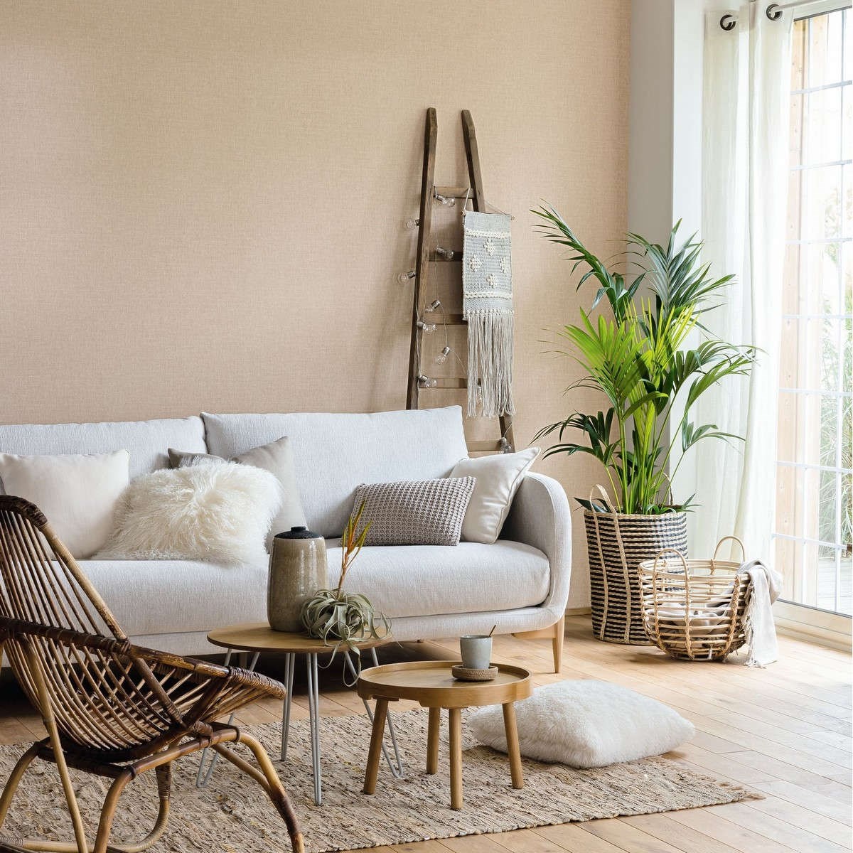 Tapet Linen 2  Linen Uni Beige Linn68521400