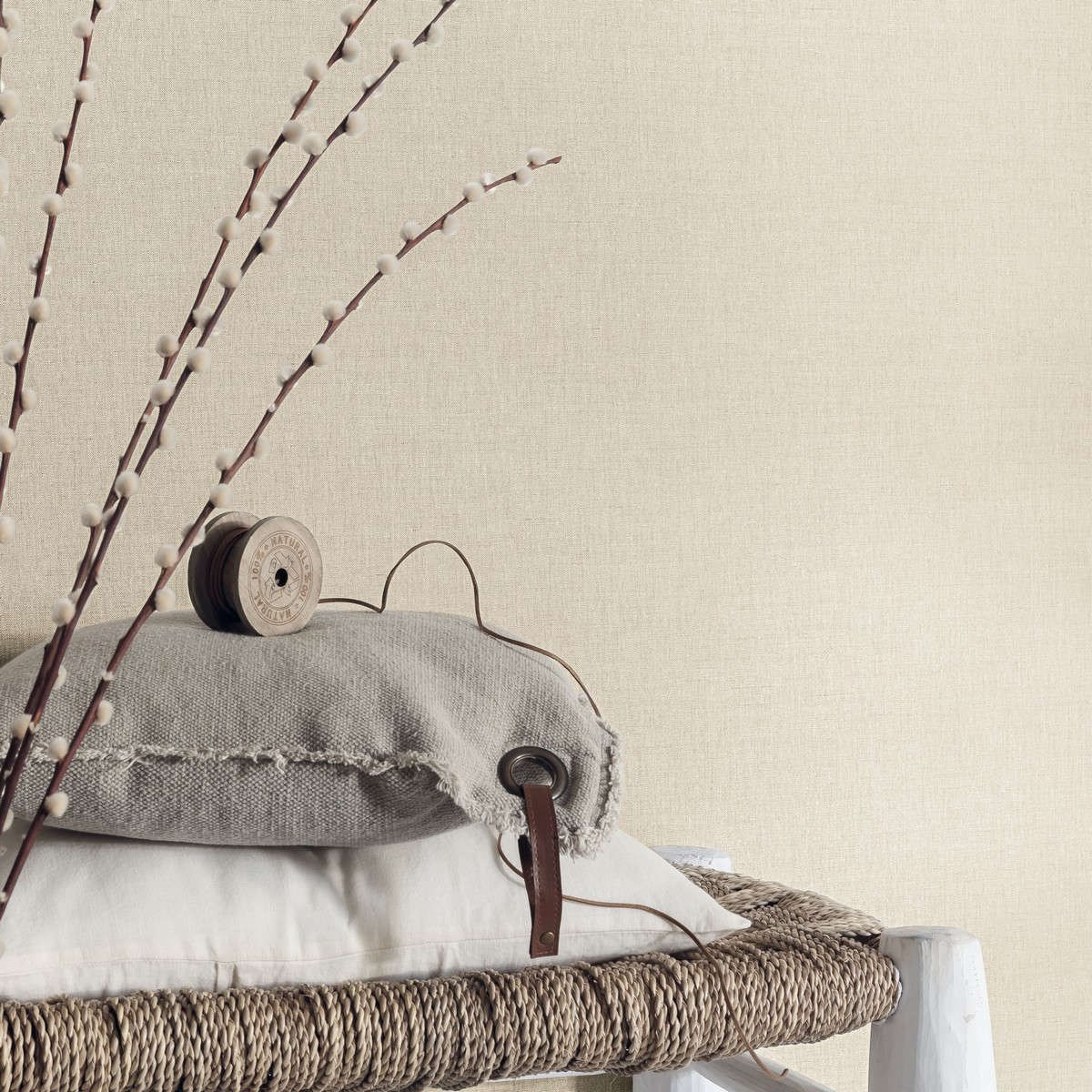 Tapet Linen 2  Linen Uni Beige Blanc Irise Linn68521060