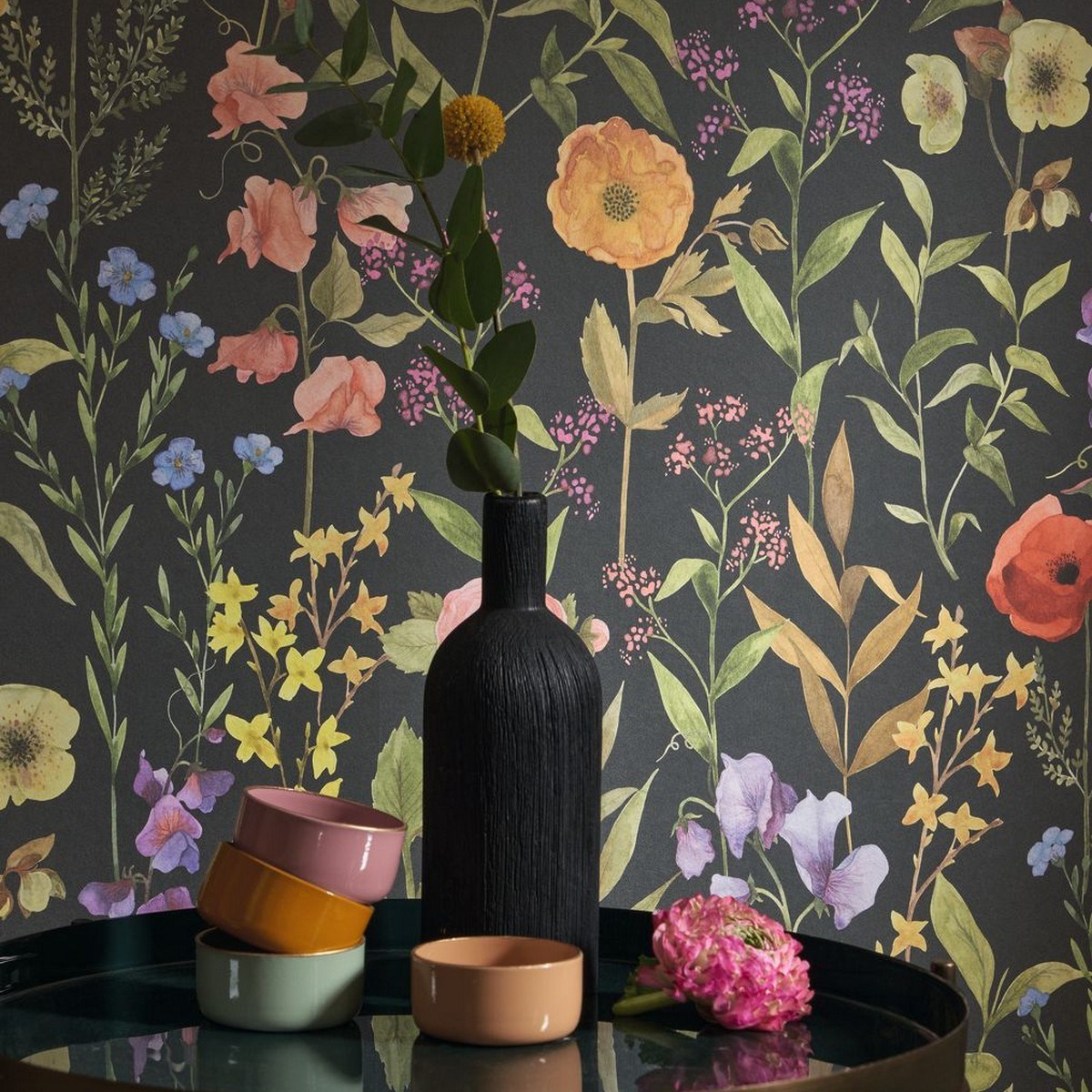 Tapet Gardens Fleurs Des Champs Noir Fusain Gadn87659456